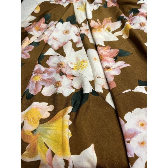 NWT - Calvin Klein Brown Floral Belted Handkerchief Hemline Dress Sz 14 - Picture 10 of 14